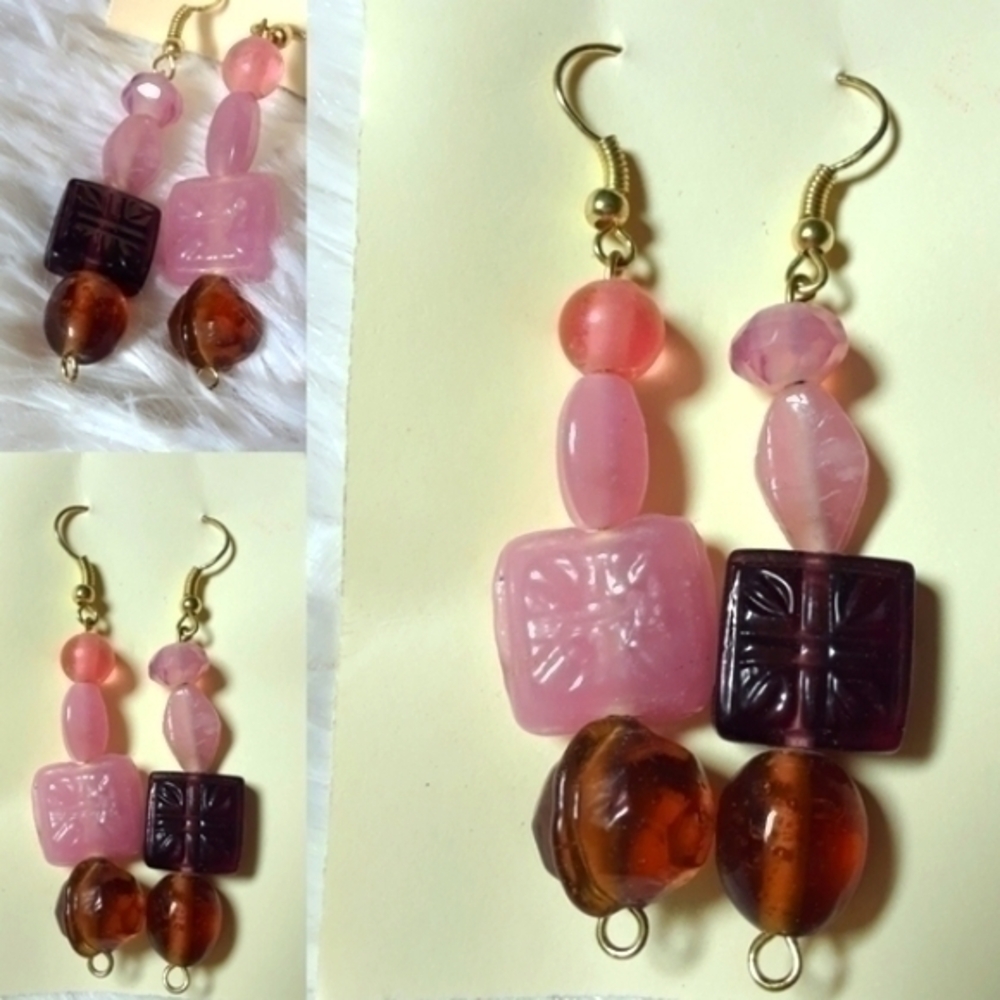 Boho Style Totem Glass Bead Dangle Earrings